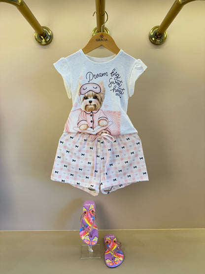 Pijama Infantil Blusa York Dream e Shorts Lacinhos - Infanti