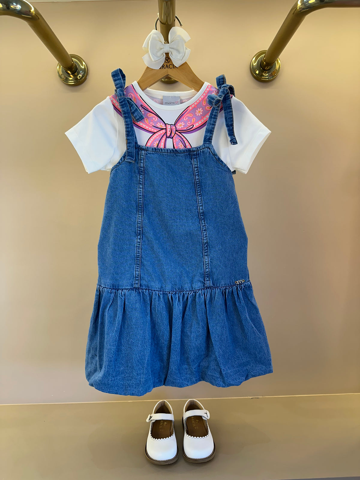 Salopete Infantil Jeans Saia Balonê - Momi