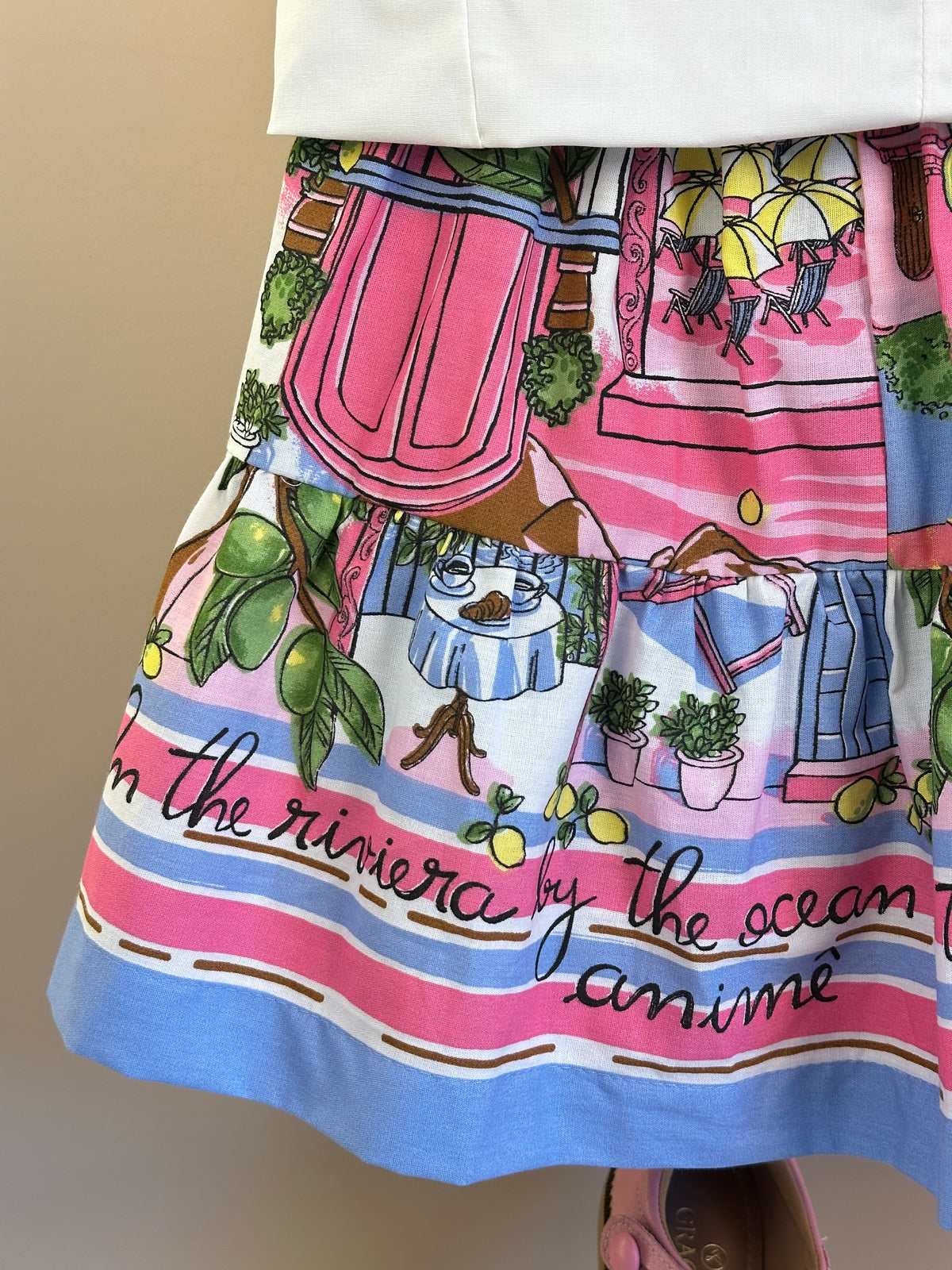 Conjunto Infantil Regata Rendinha e Saia Estampa Limões Laço Maxxi - Animê