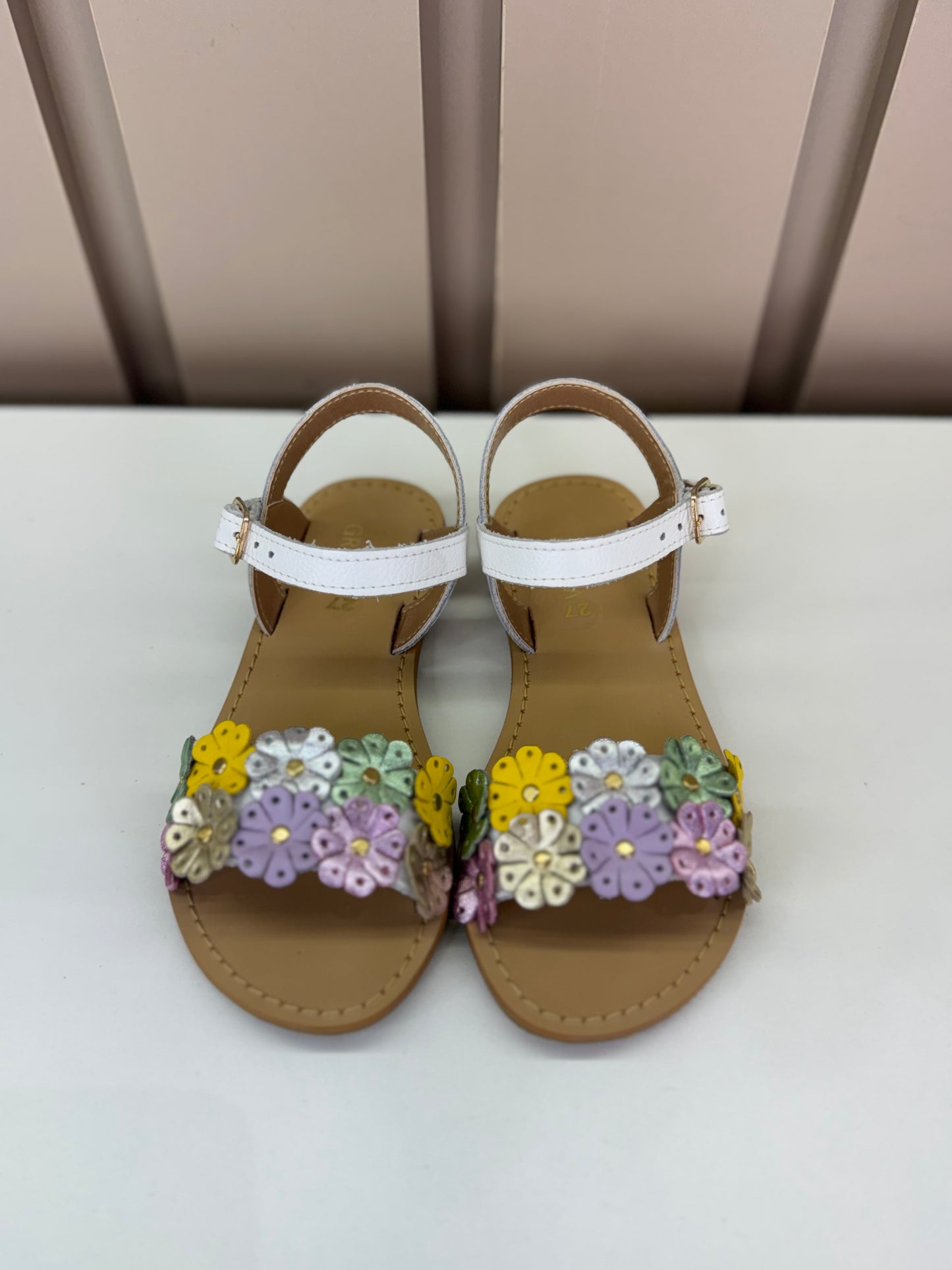 Sandália Infantil Mariah Branca Flores Coloridas - Gracia