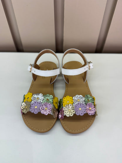Sandália Infantil Mariah Branca Flores Coloridas - Gracia