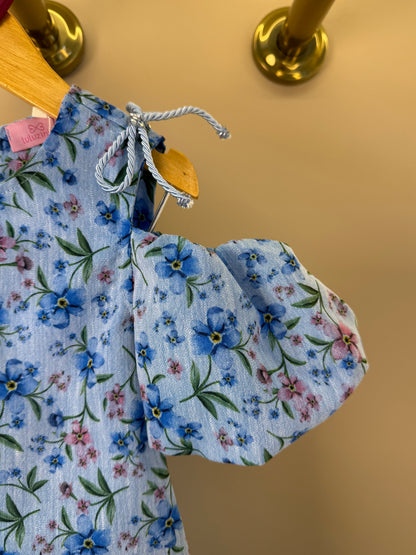 Vestido Infantil Estampa Floral Com Manga Balonê - Luluzinha