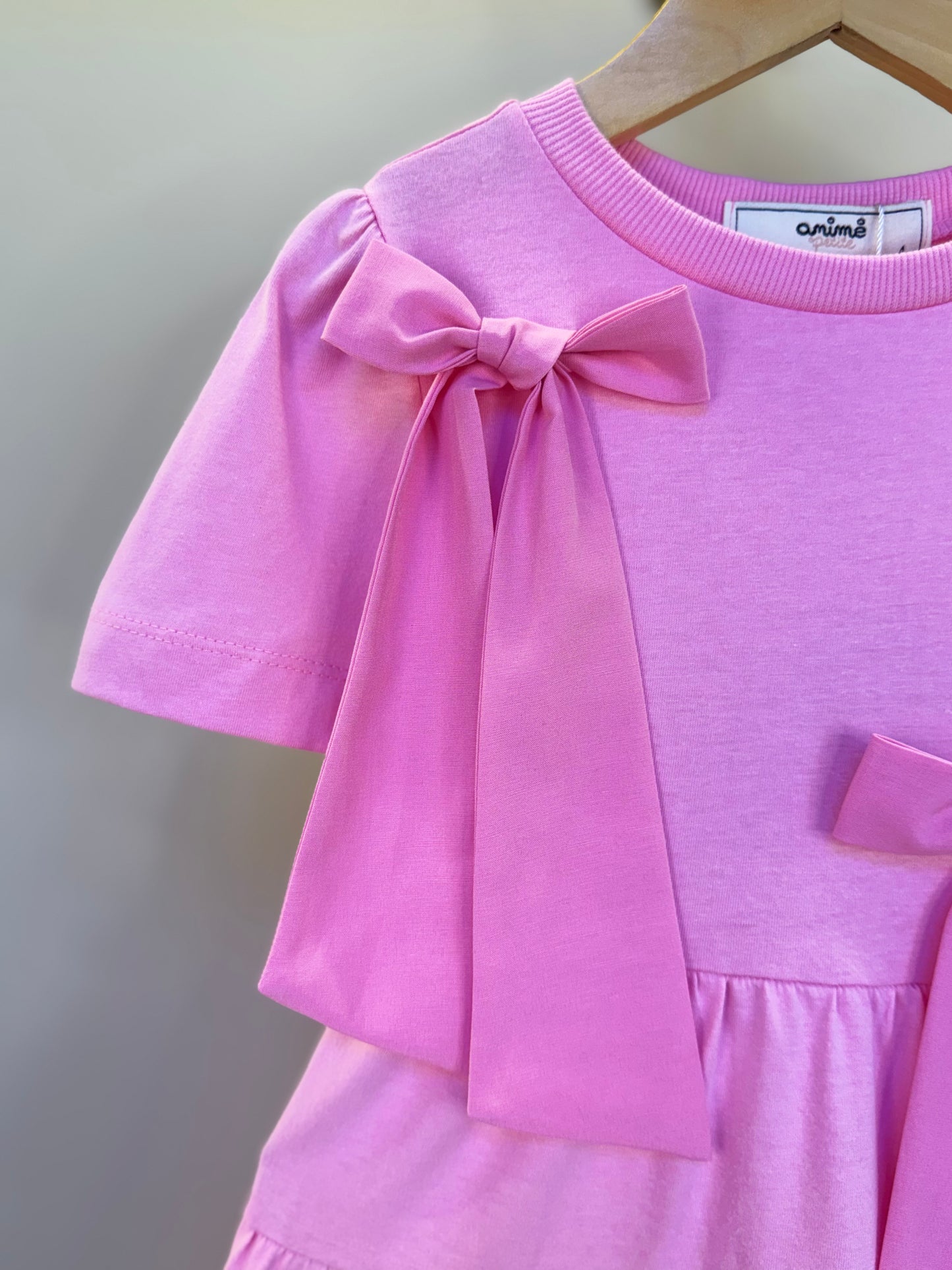 Vestido Infantil Algodão Laços Rosa Girly - Animê Petite