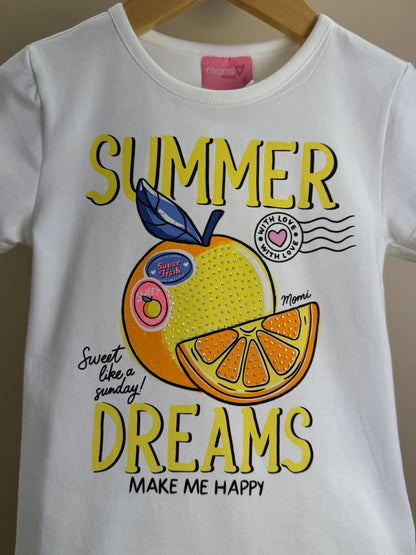 Conjunto Infantil Blusa Summer e Shorts Legging Amarelo - Momi