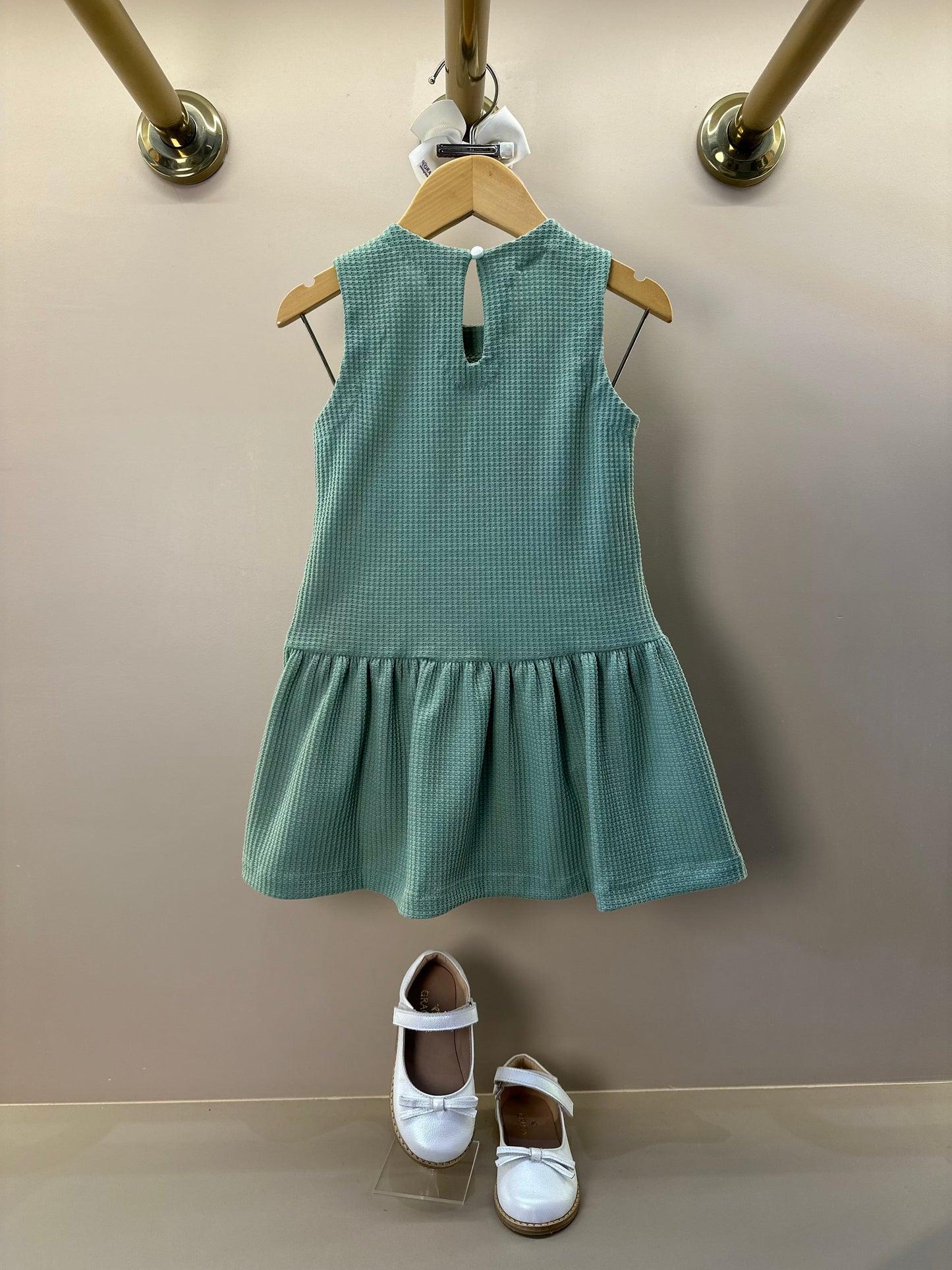 Vestido Infantil Jumper Detalhe Pala e Laço Verde - Beabá