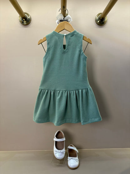 Vestido Infantil Jumper Detalhe Pala e Laço Verde - Beabá