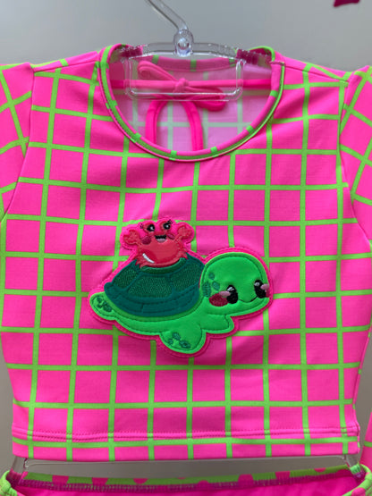 Biquíni Infantil Cropped ML Lara Aplic Est Turtle - Siri Kids