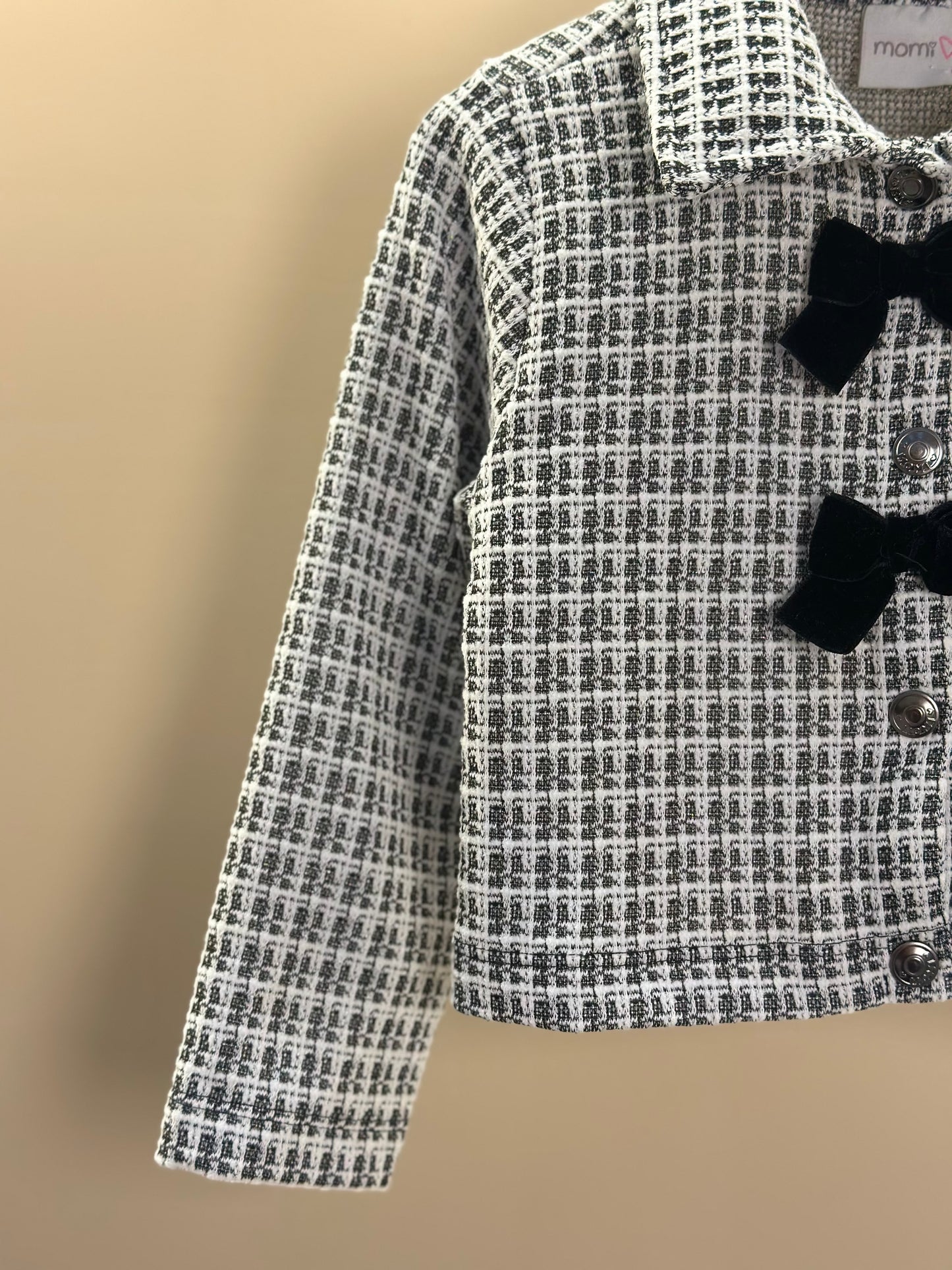 Jaqueta Infantil Laços Tweed Preto - Momi Mini