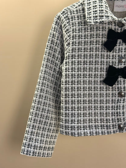 Jaqueta Infantil Laços Tweed Preto - Momi Mini