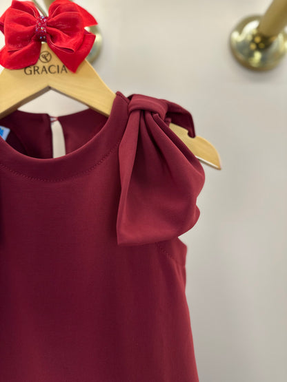 Vestido Infantil Jumper Algodão Manga Laço Vermelho - Beabá