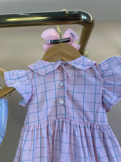 Vestido Bebê Algodão Bordado Golinha Rosa - Charpey