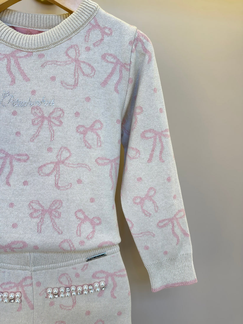 Blusa Infantil Tricot Jacquard Multi-laços Ninive - Pituchinhus