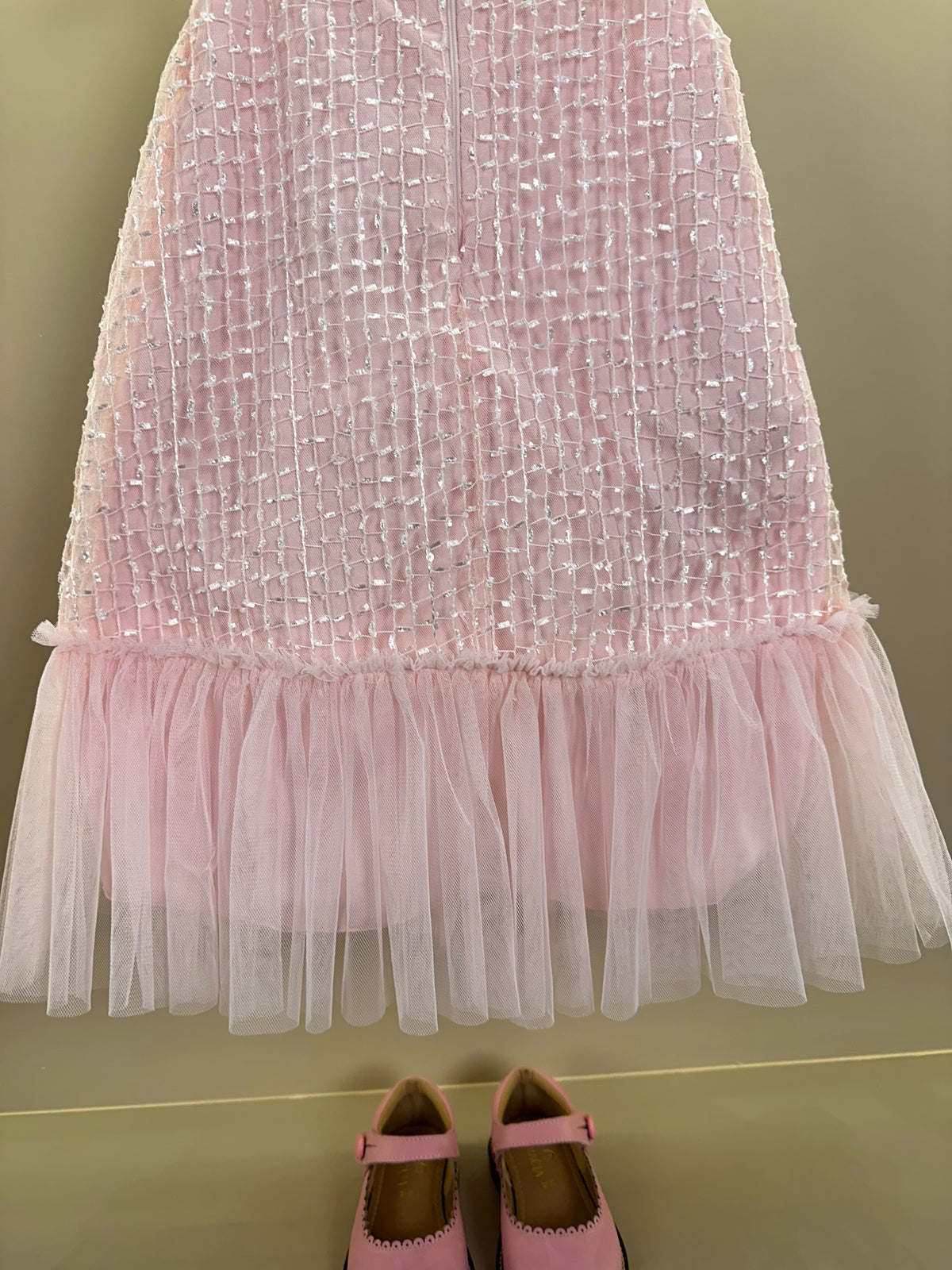 Vestido Infantil Texturizado Em Tule Rosa - Petit Cherie