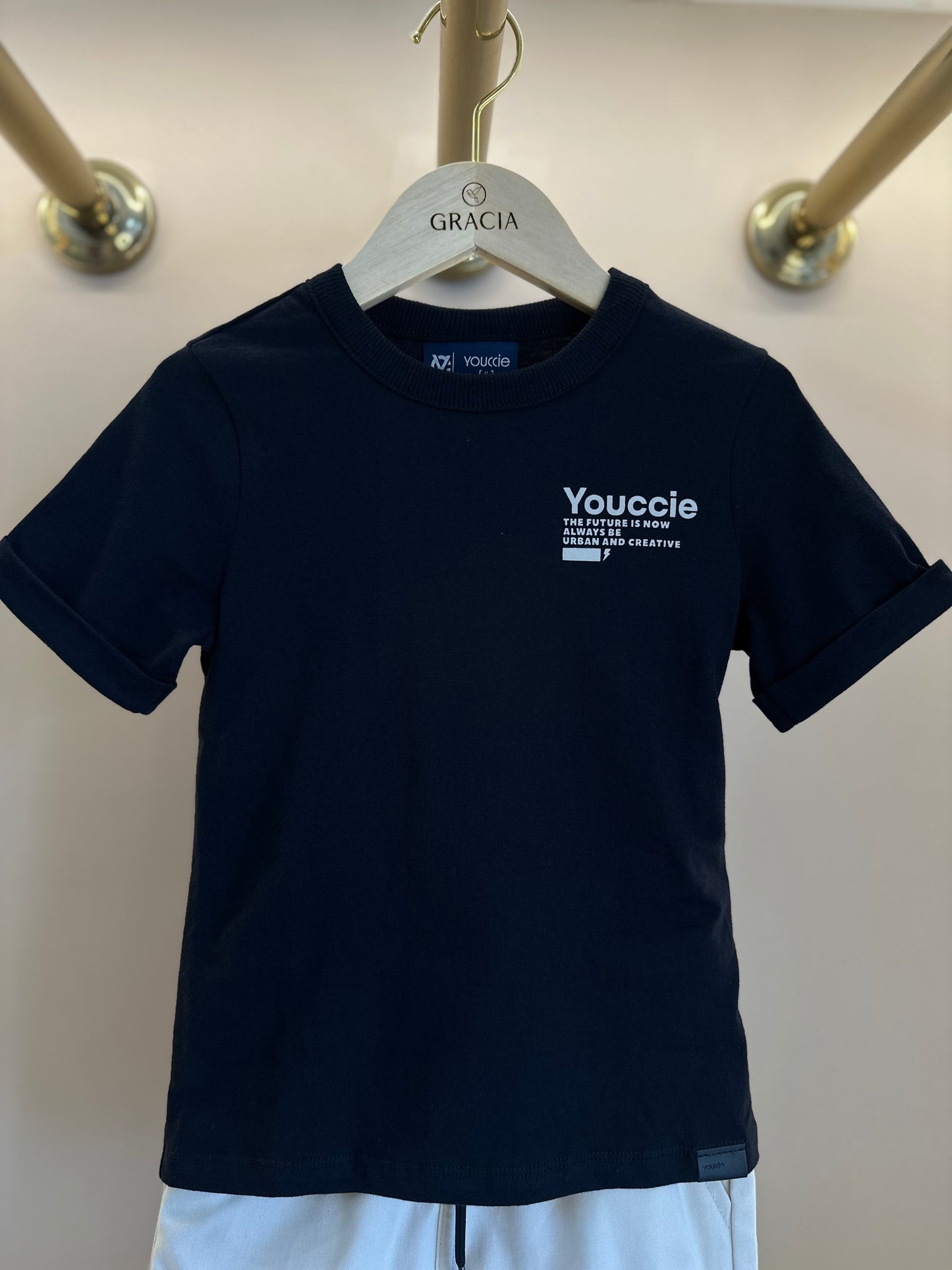 Conjunto Infantil T-Shirt Future e Bermuda Off White - Youccie