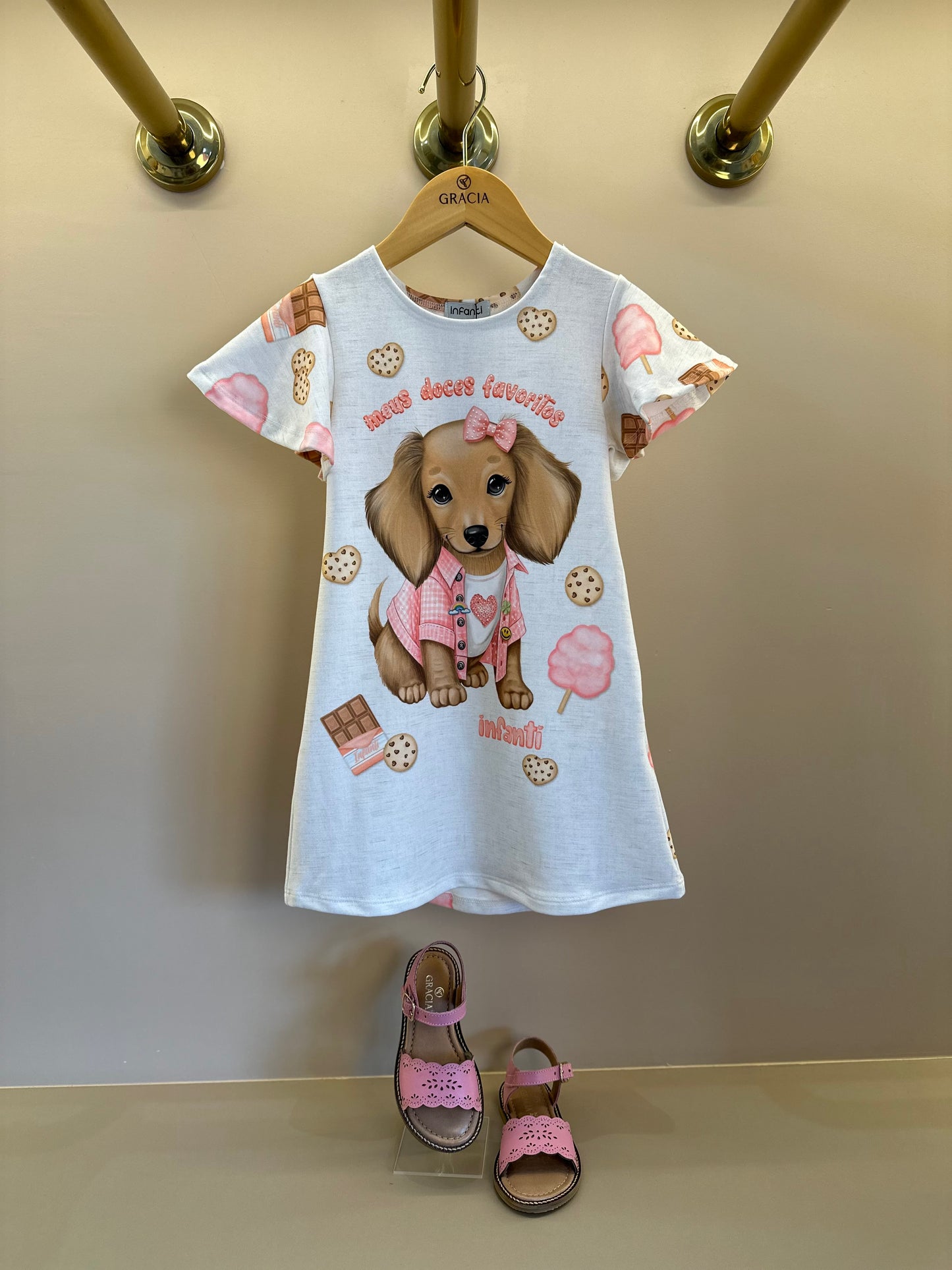Vestido Infantil Molecotton Meus Doces Favoritos Bege Claro - Infanti