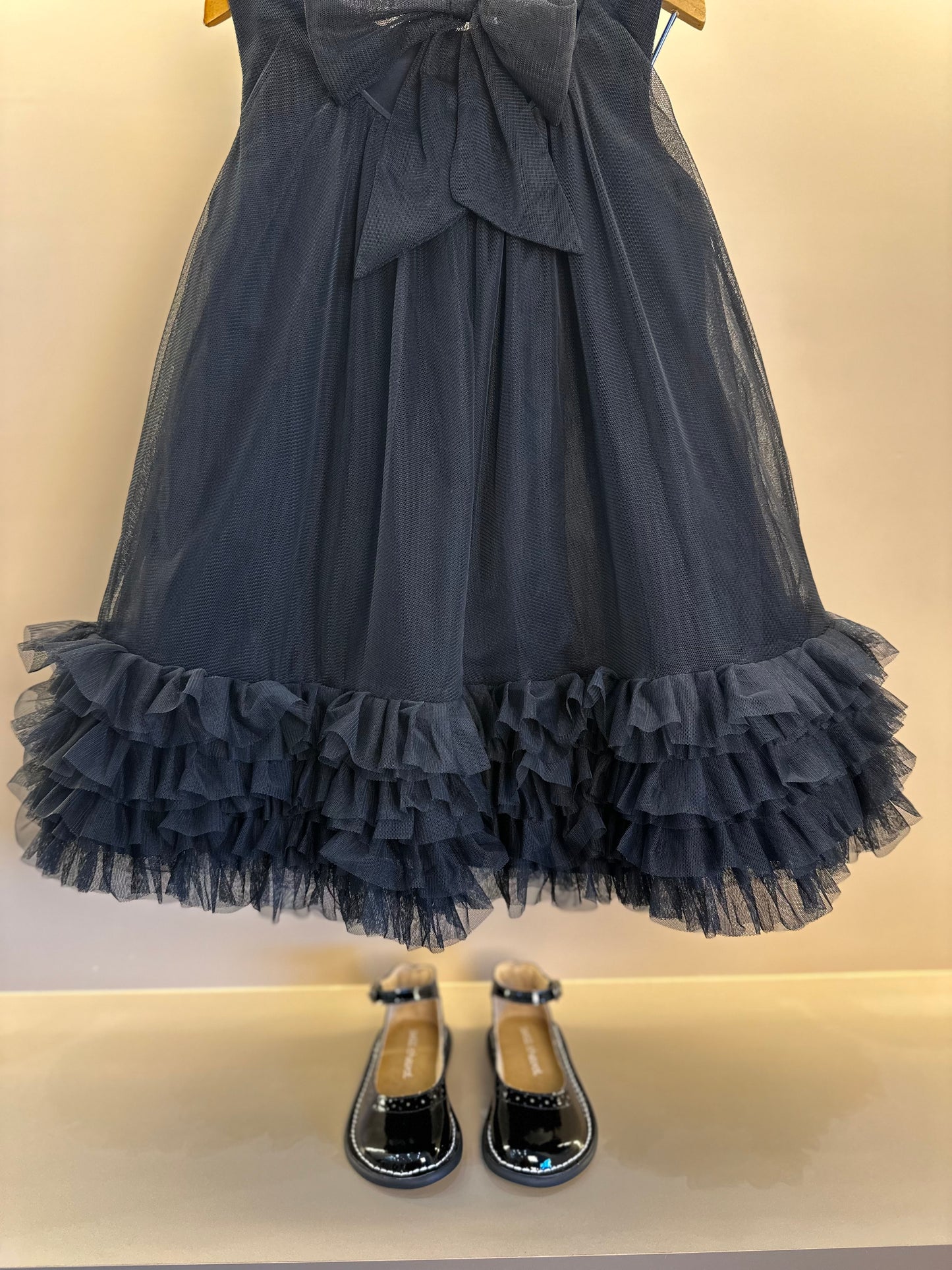 Vestido Infantil Tule Babado Bordado Barra Preto - Animê