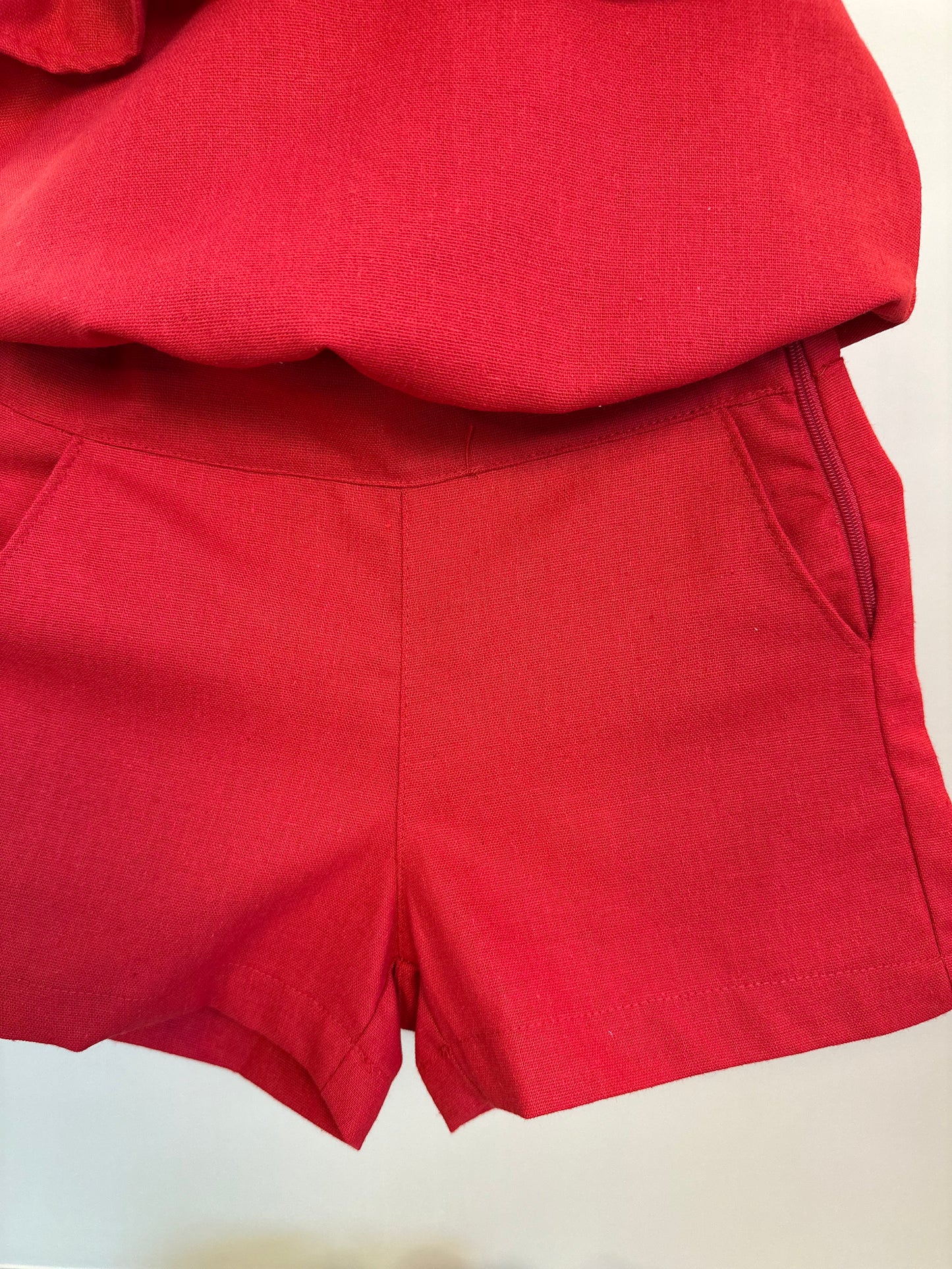 Conjunto Infantil Blusa e Shorts Linho Vermelho - Luluzinha