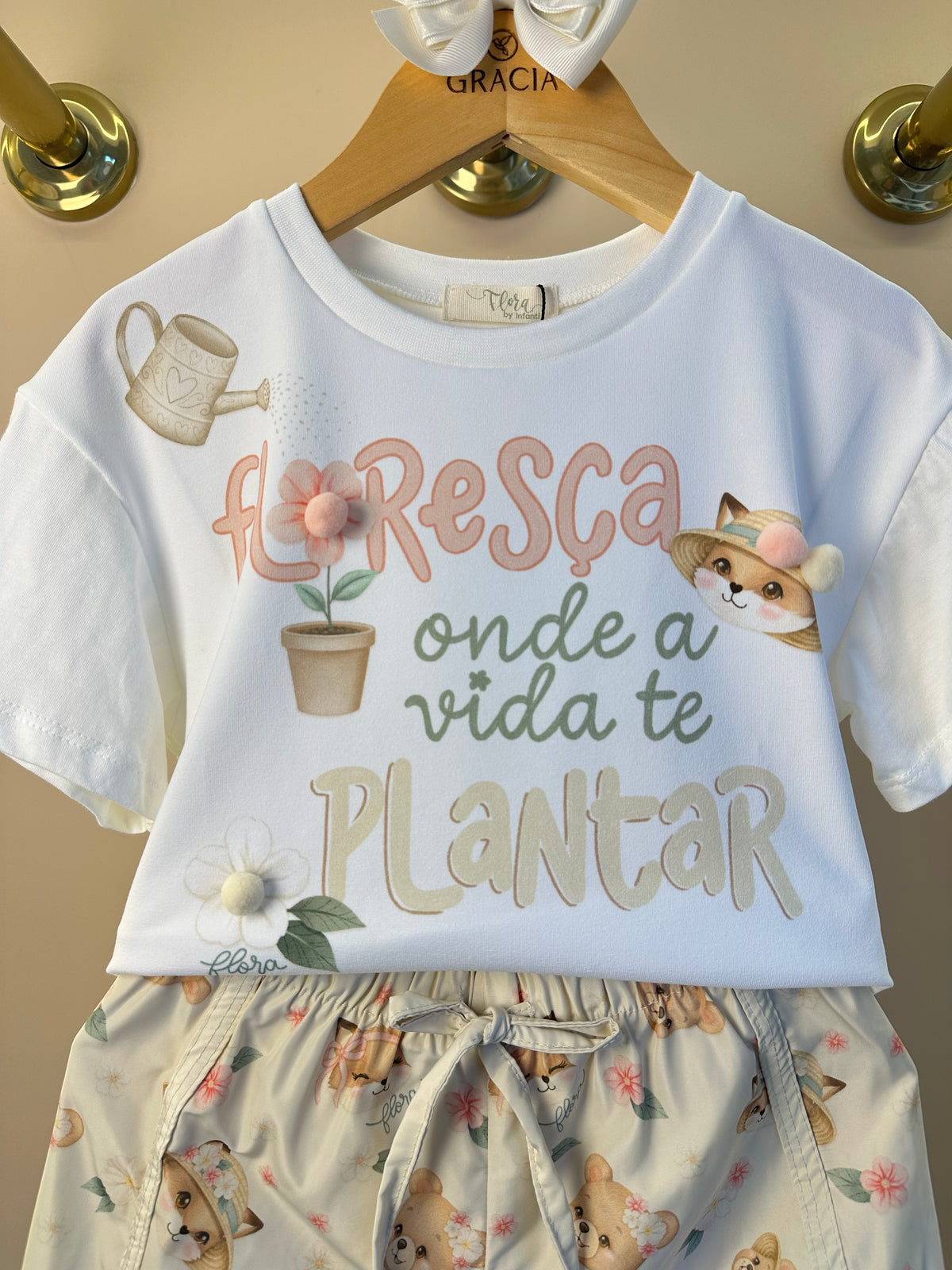 Conjunto Infantil Blusa e Shorts Estampa Ursinhas - Infanti