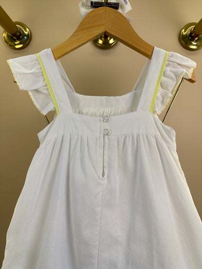 Vestido Infantil Branco Bordado Detalhes Amarelo - Petit Cherie