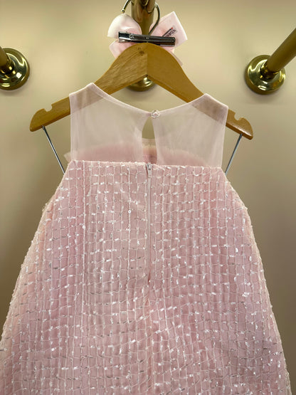 Vestido Infantil Texturizado Em Tule Rosa - Petit Cherie