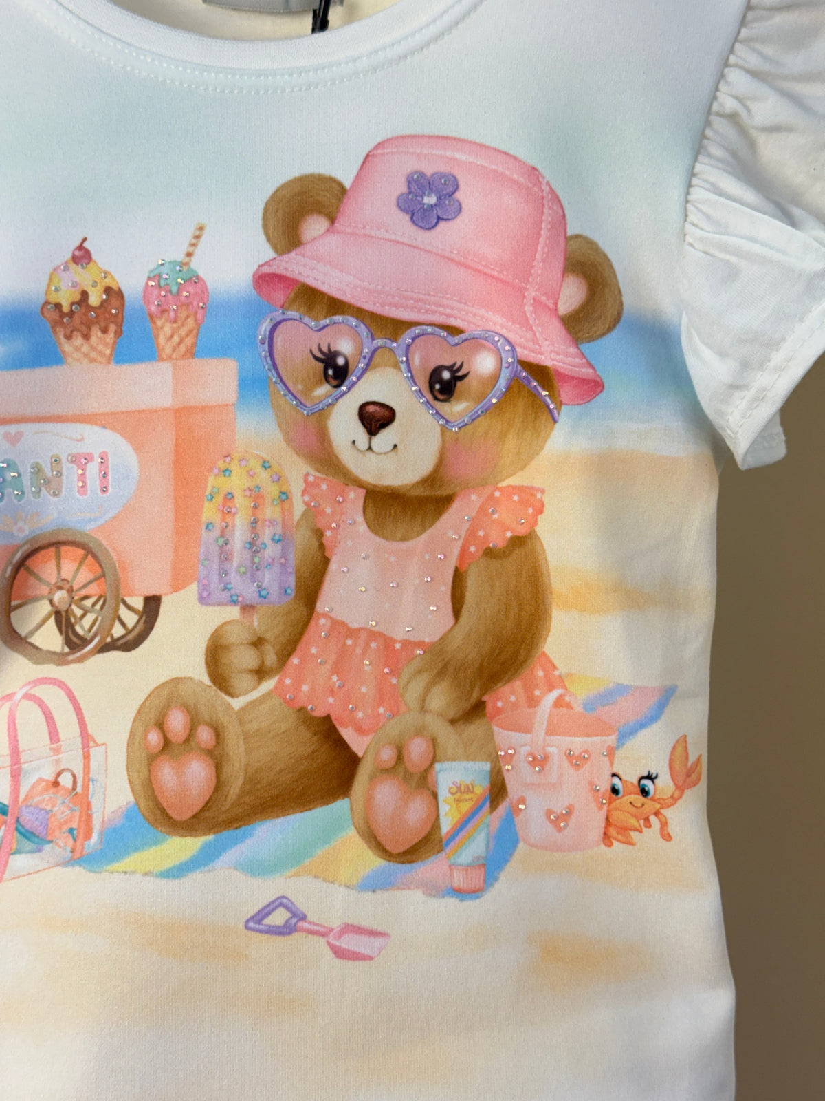 Conjunto Infantil Blusa Ursinha Com Strass e Shorts Moletom - Infanti