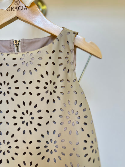 Vestido Infantil Couro Tech Floral Vazado - Animê