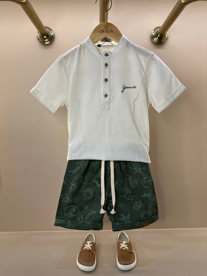 Conjunto Infantil Bata Linho e Bermuda Summer - Youccie