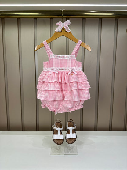 Pimpão Bebê Clássico Babadinhos Bordado Flores Rosa - Roana