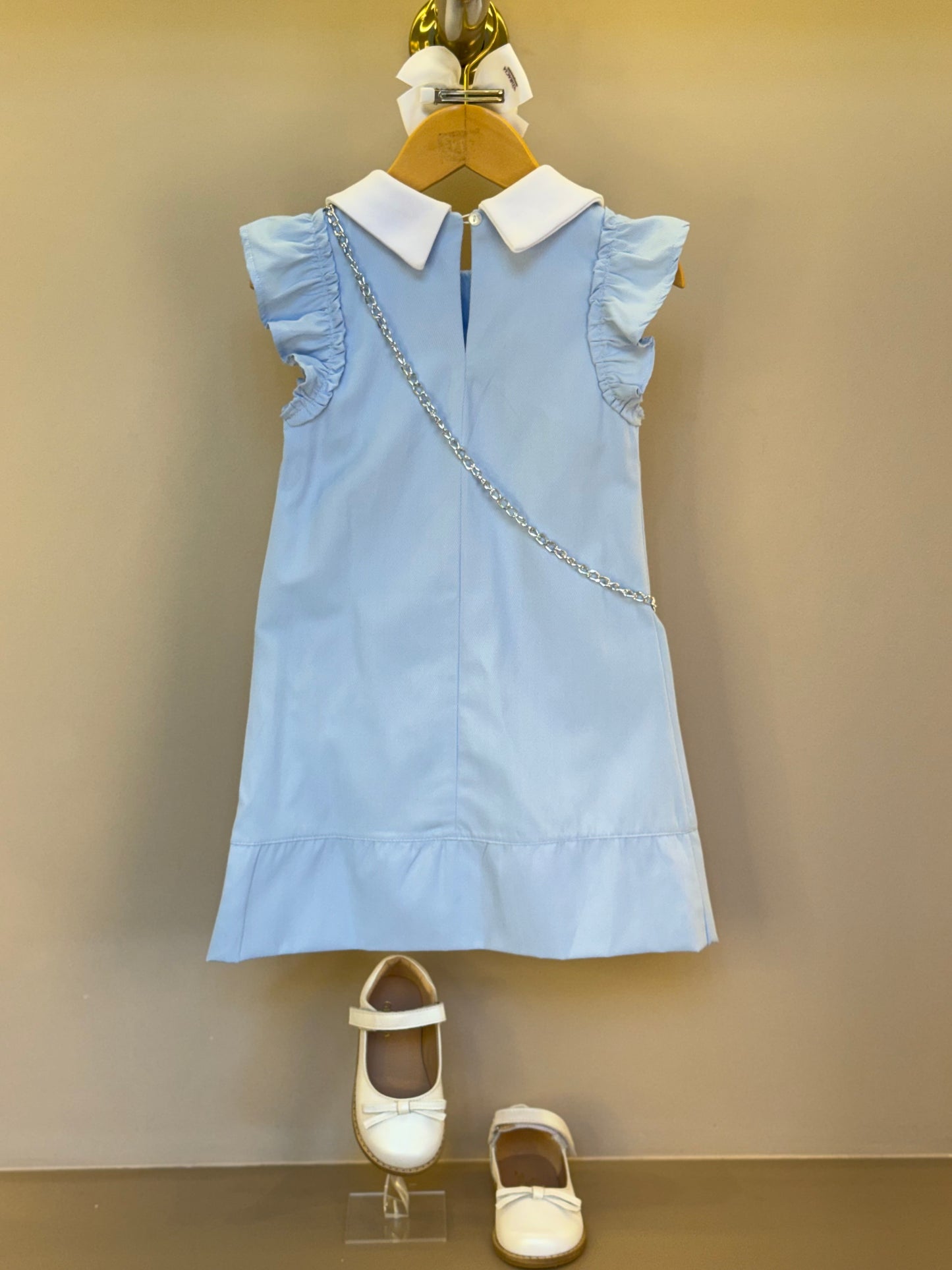 Vestido Infantil Algodão Azul com Bolsinha Coelhinho - Gabriela Aquarela