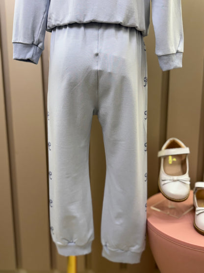 Conjunto Infantil Moletom S Felpa Blusa ML e Calça Miss University Azul Claro - Beabá
