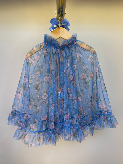 Capa Infantil Tule Glitter Azul - Luluzinha