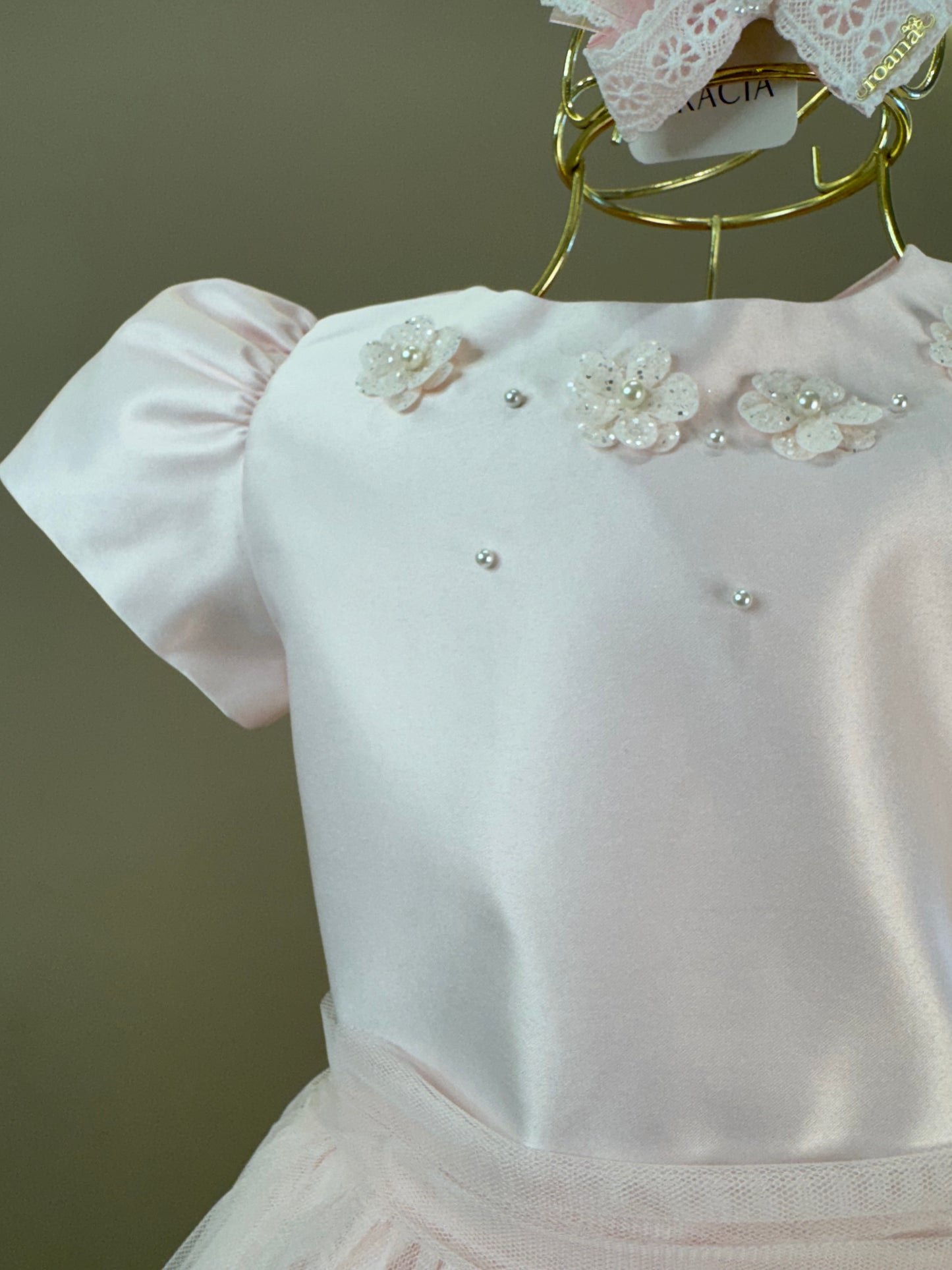 Vestido Infantil Festa Pelerine Bordada Rosa - Petit Cherie