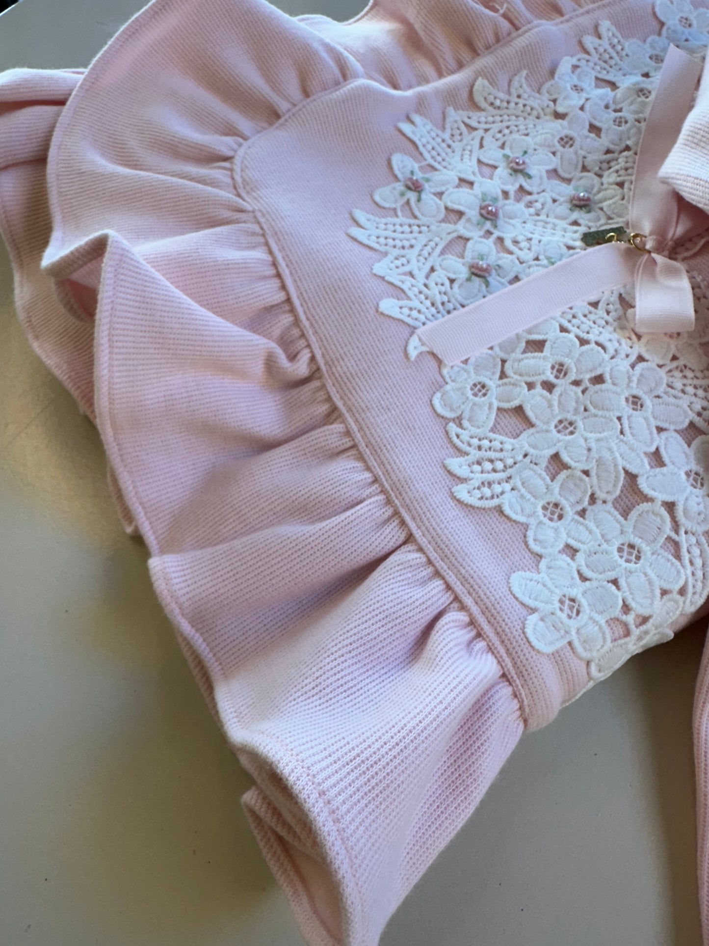 Saída de Maternidade de Algodão Luxo Rosa - Roana