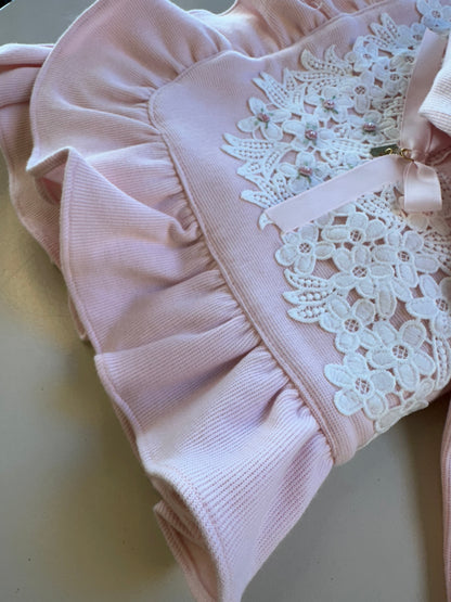Saída de Maternidade de Algodão Luxo Rosa - Roana