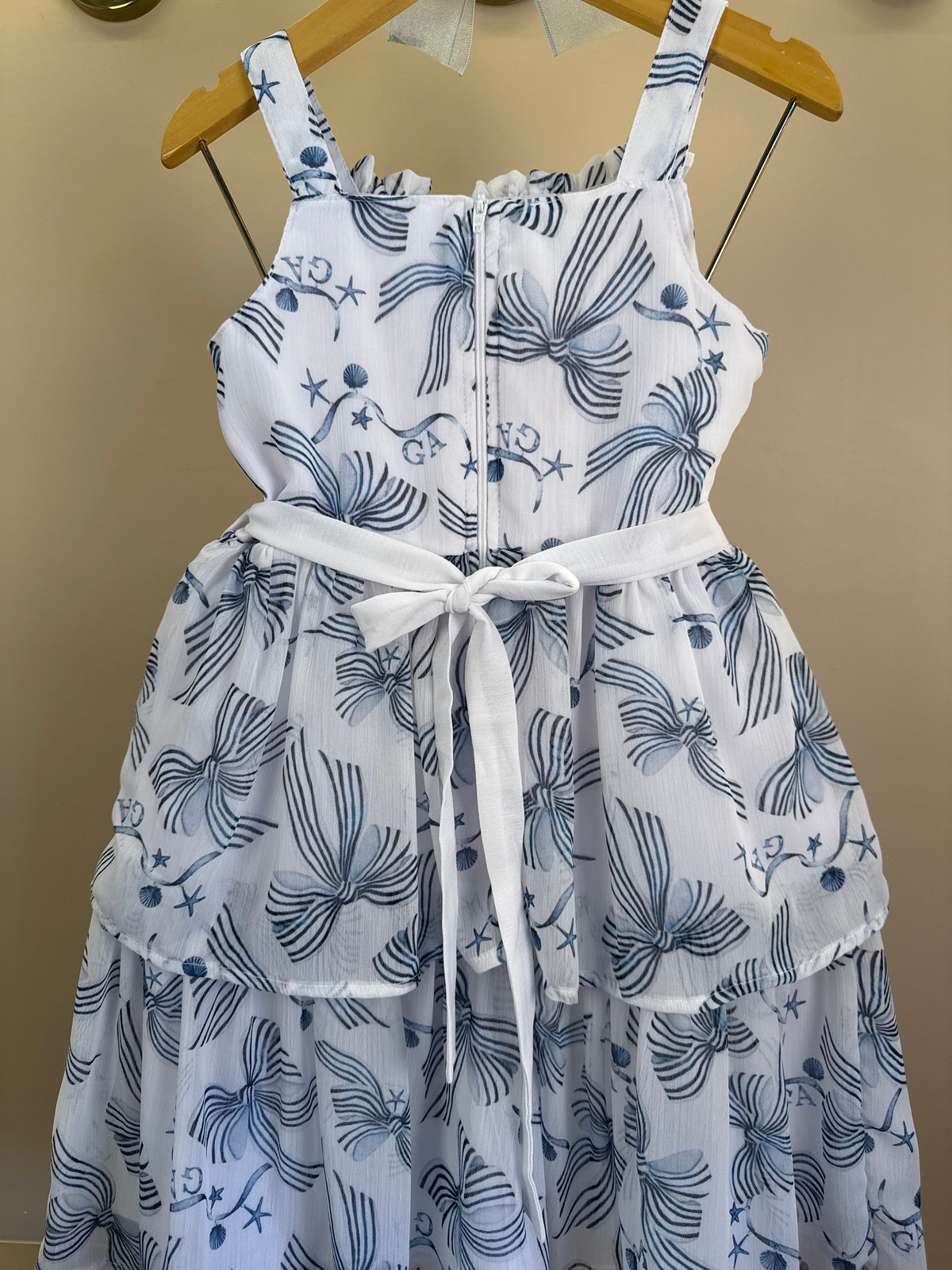 Vestido Infantil Musseline Em Camadas Estampa Sonhos À Beira Mar - Gabriela Aquarela