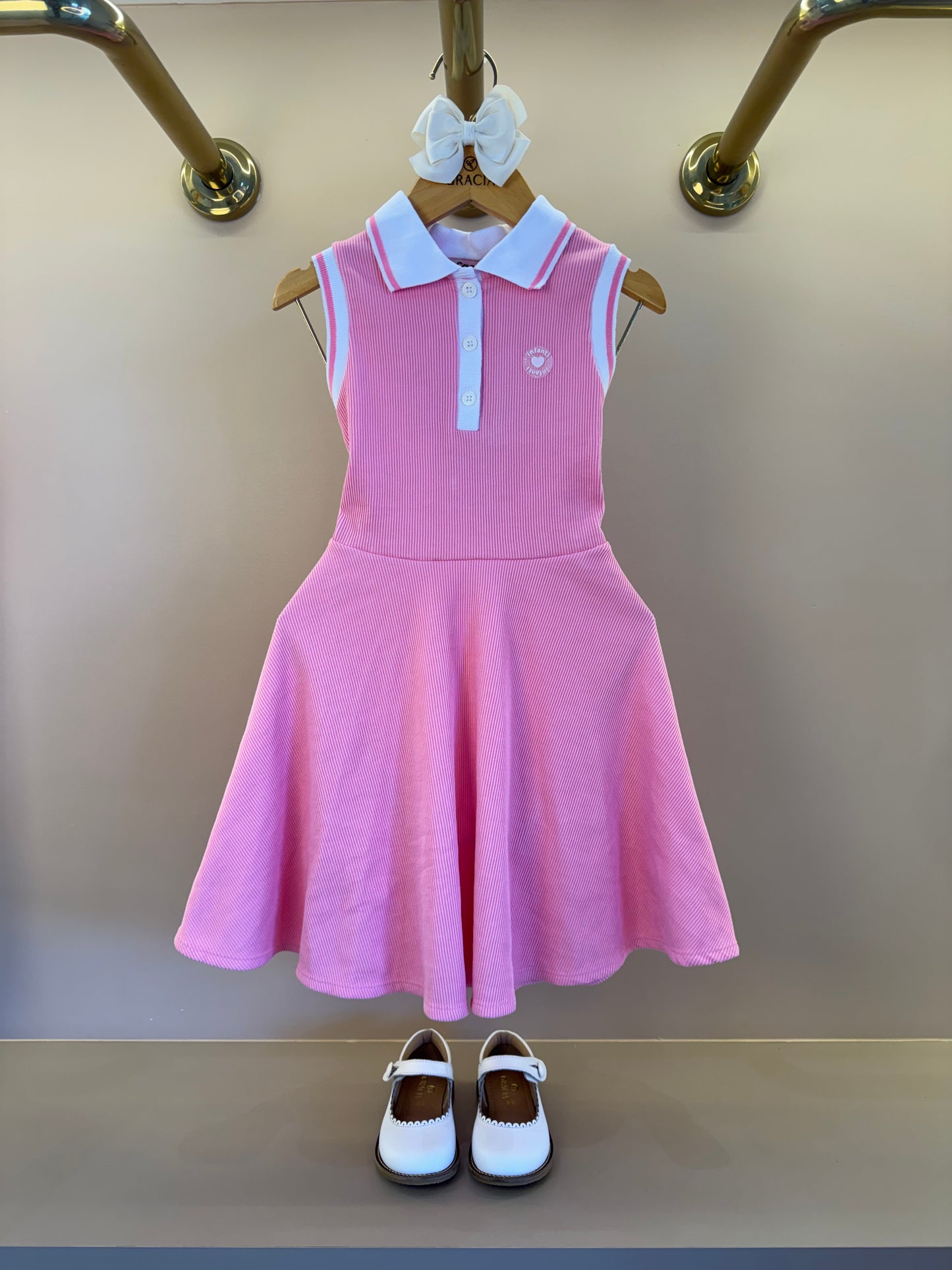 Vestido Infantil Gola Polo Rosa - Infanti
