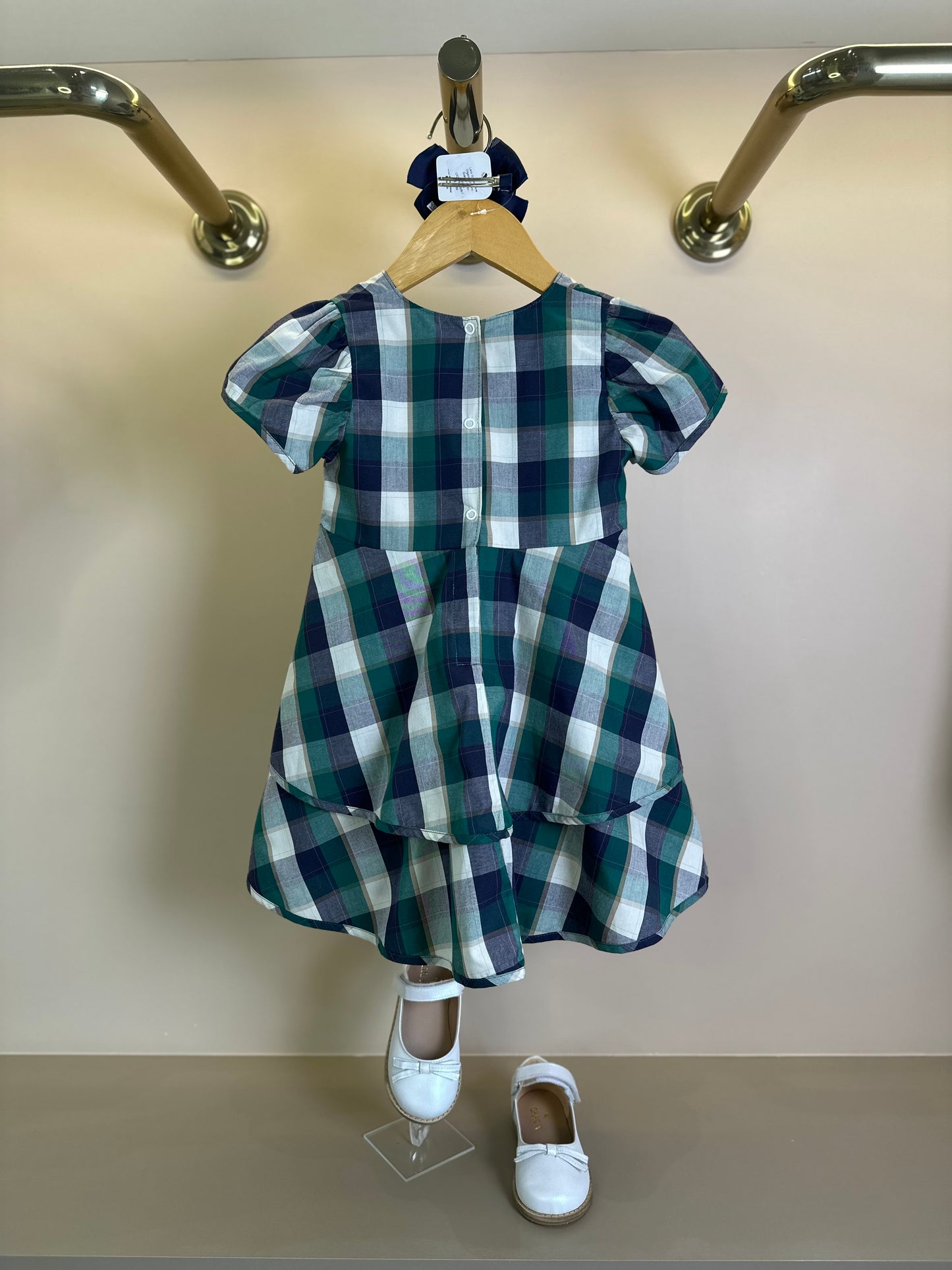 Conjunto Bebê Vestido Xadrez Verde - Charpey