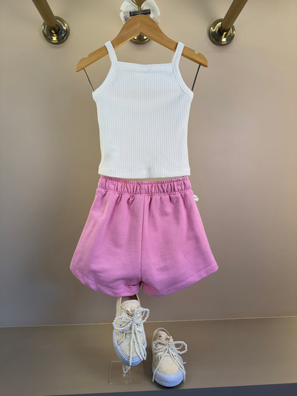 Conjunto Infantil Regata e Shorts Com Transpasse Cerejas - Momi