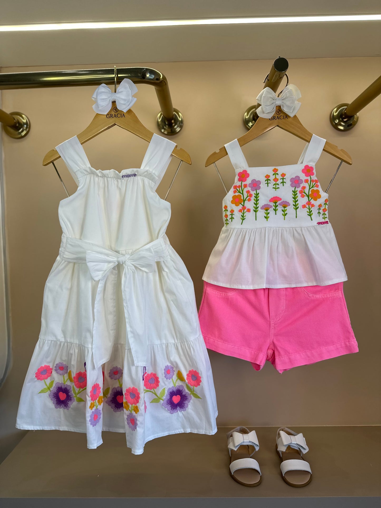 Conjunto Infantil Blusa Bordada e Shorts Rosa - Momi