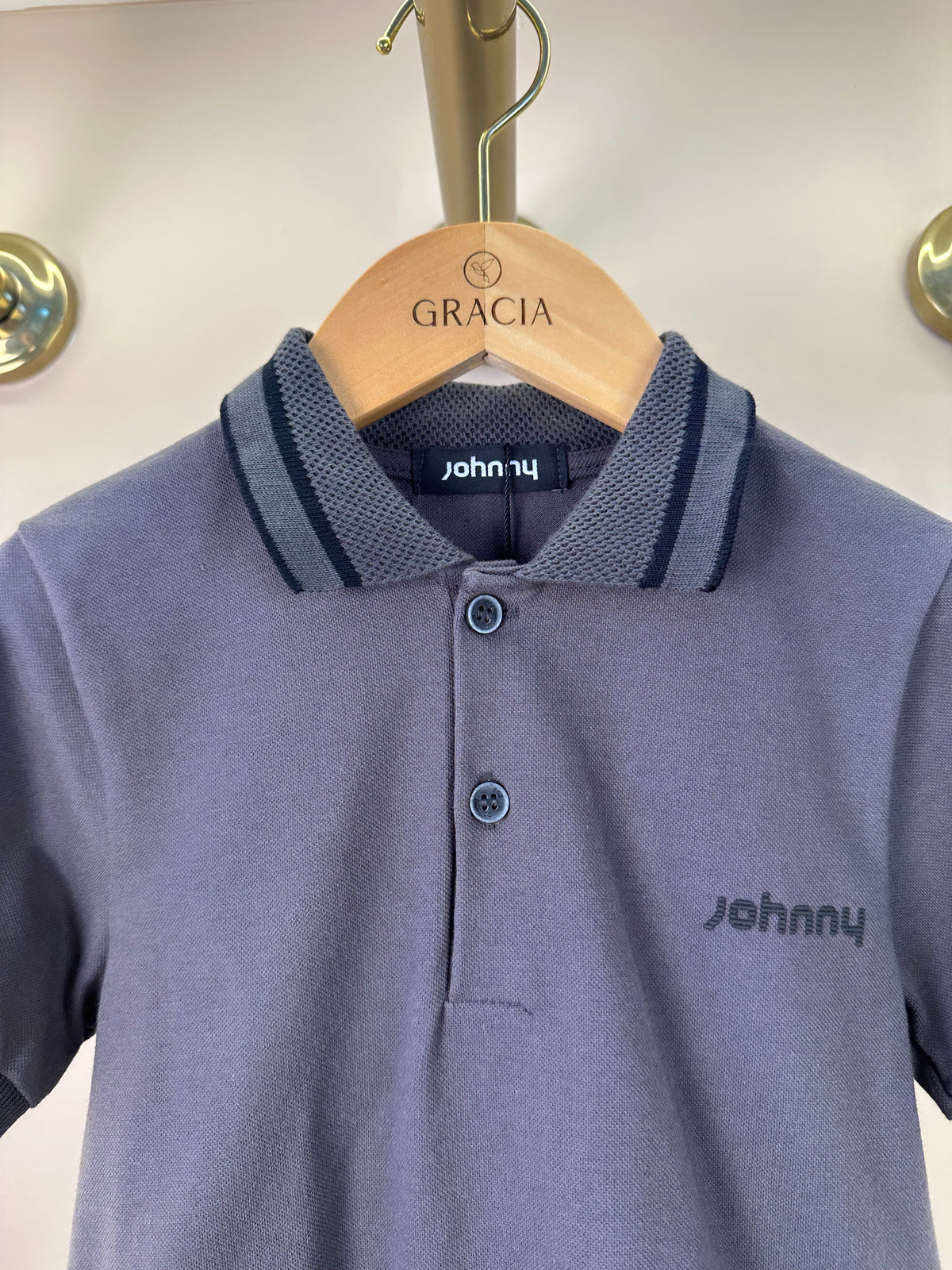 Camisa Polo Piquet Johnny Cinza - Little Johnny