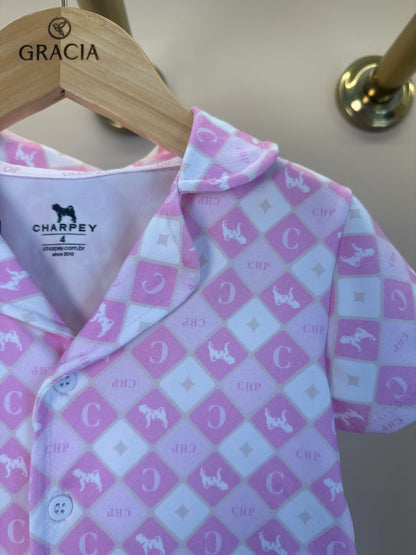 Pijama Infantil Camisa e Shorts Suede Rosa - Charpey
