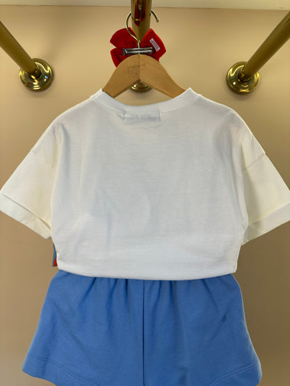 Conjunto Infantil Blusa Minnie Estampa Tomates e Saia Shorts Laço Bordado de Tomate - Animê