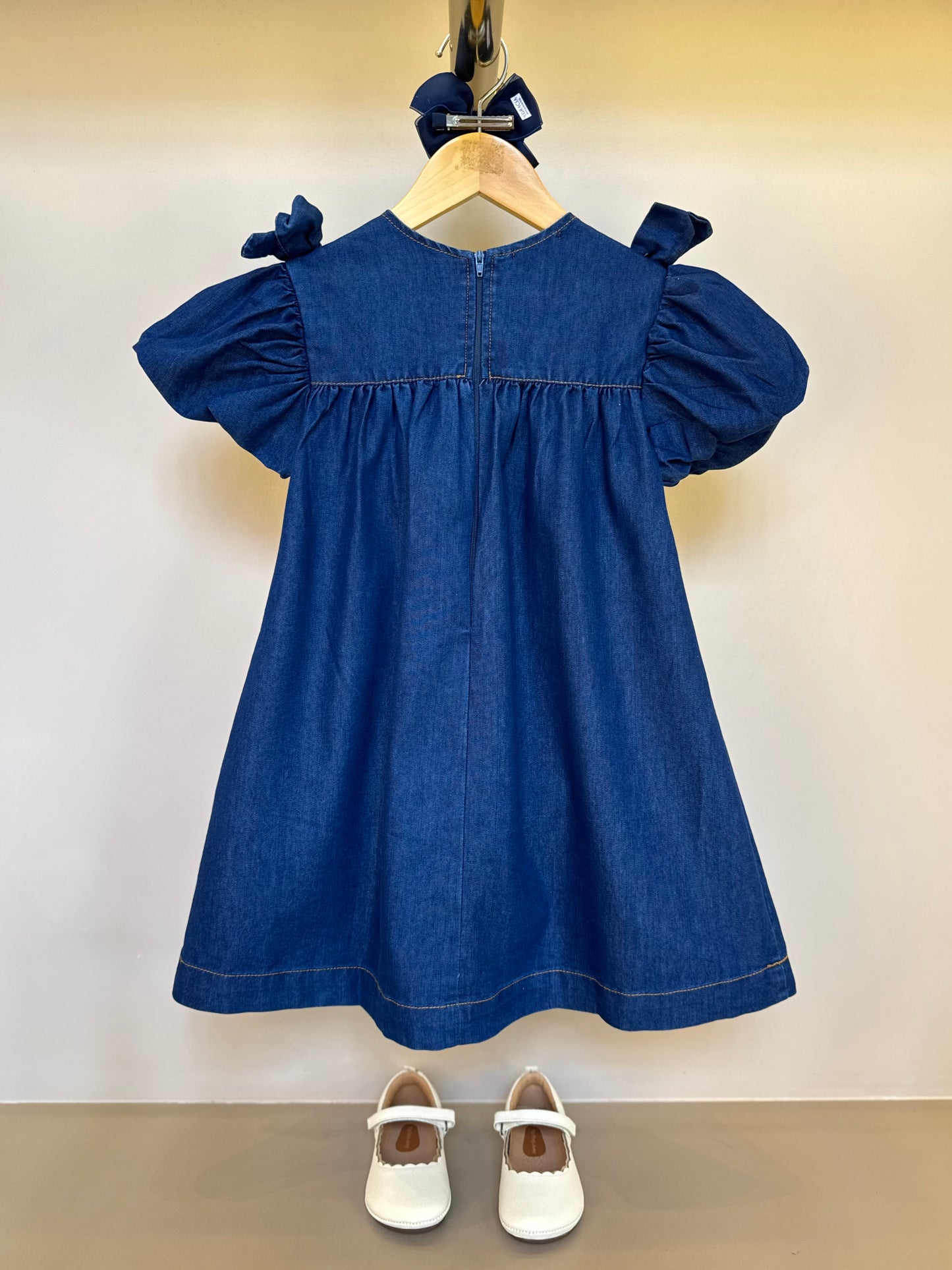 Vestido Infantil Jeans Aplicação Laços - Luluzinha