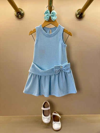 Vestido Infantil Jumper Detalhe Pala e Laço Azul - Beabá