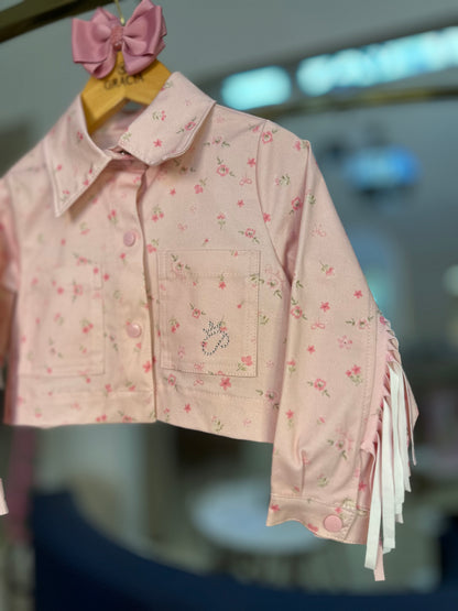 Jaqueta Infantil Franjas Mini Flores - Pituchinhus