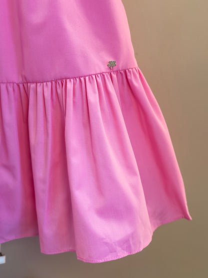 Vestido Infantil Algodão Rosas e Corações na Gola - Mon Sucre