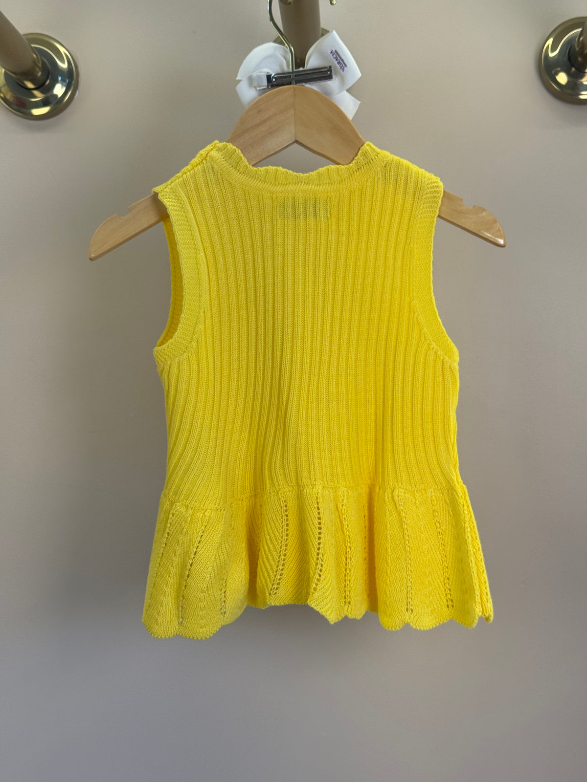 Regata Infantil Tricot Com Babado Amarelo - Momi