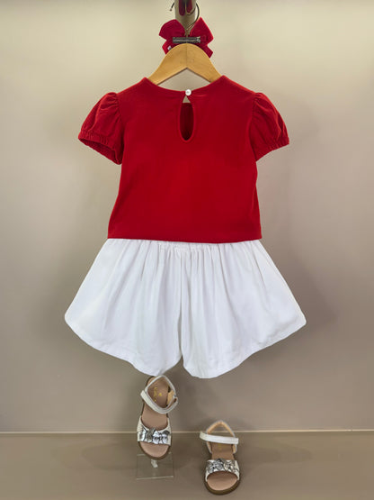 Conjunto Infantil Blusa Algodão Mangas Balonê e Short Evasê Sarja - Beabá