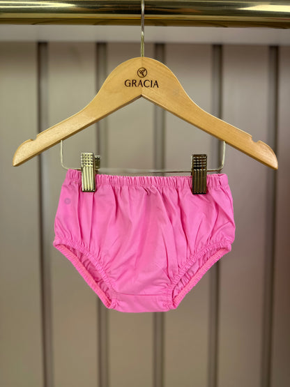 Vestido Bebê Algodão Com Calcinha E Gola Pregas Tricoline Pink - Um Mais Um