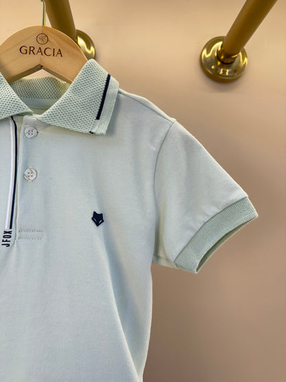 Conjunto Infantil Camisa Gola Polo Verde Menta e Bermuda Dolce - Little Johnny